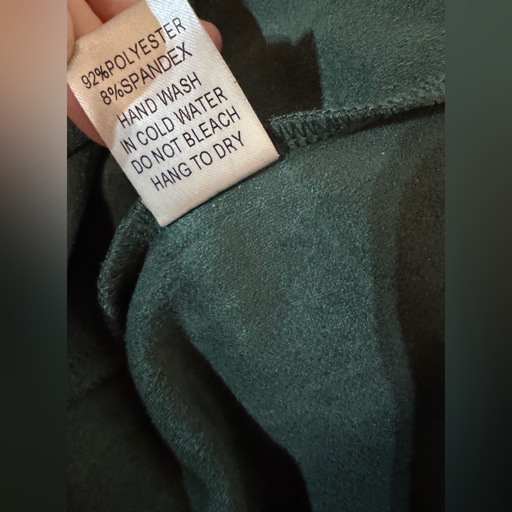 Joh Green V-Neck Faux Suede Dress. Small Great Condition Classic Forest Green - Picture 10 of 13